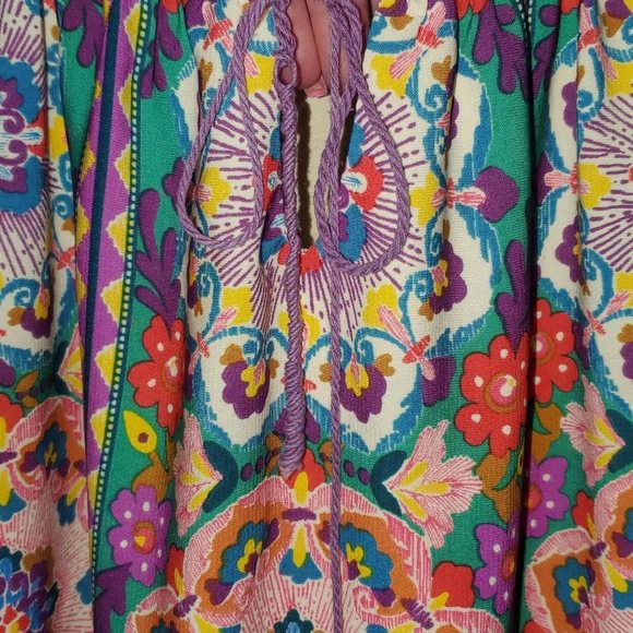 Gorgeous 70's Style Multicolor Print Short Dress - Picture 3 of 5